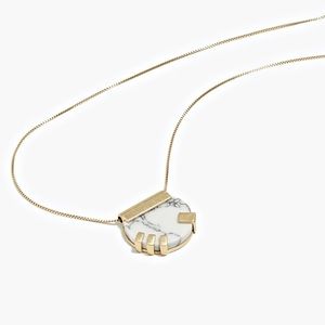Madewell long gold tone necklace with marble medallion